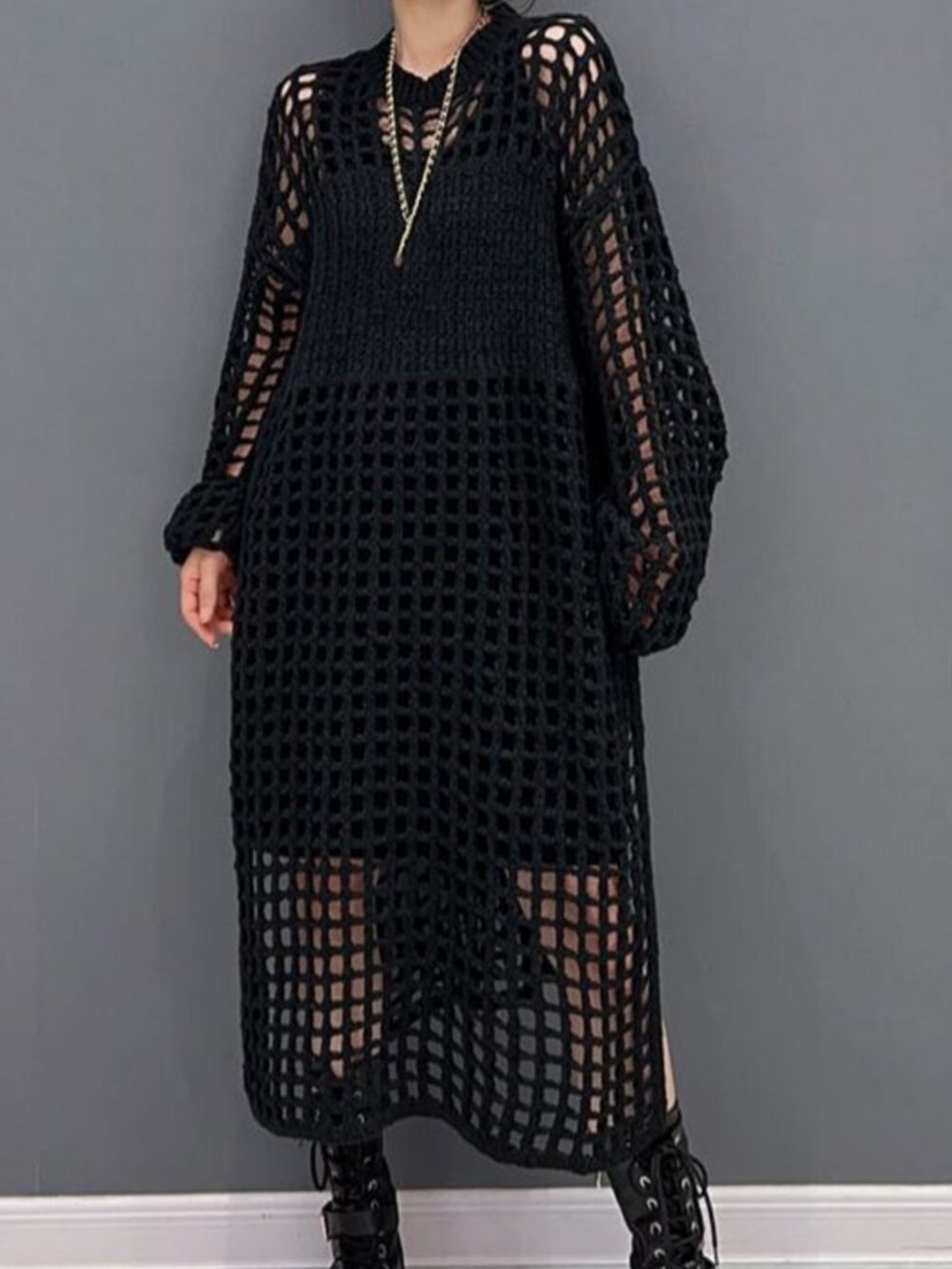 Kate Hewko Open Weave Knit Sweater Dress - Picture 11 of 12